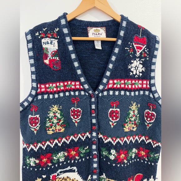 Tiara Festive Blue Sweater Vest - Picture 2 of 11